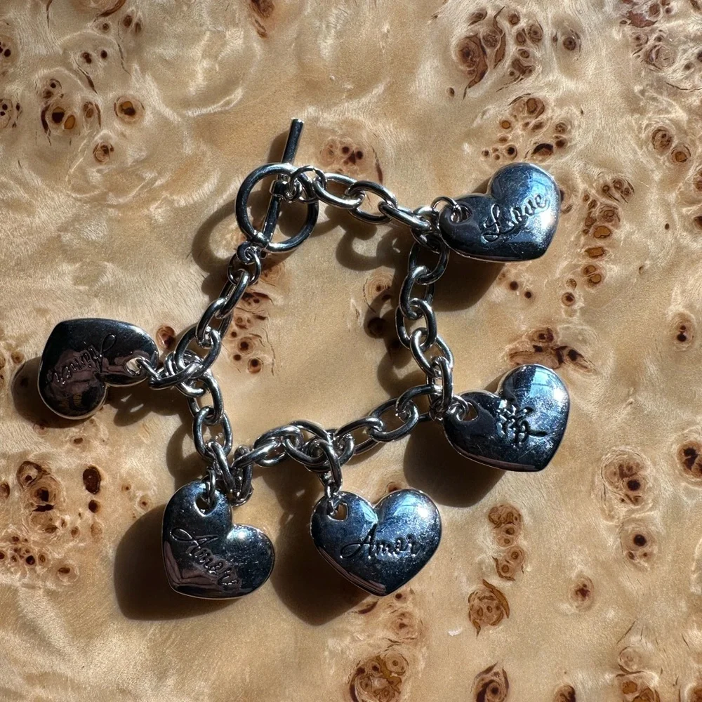 Puffy Heart Love Amore Charm Bracelet